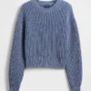 Maglione corto con maniche a campana in 100% cotone