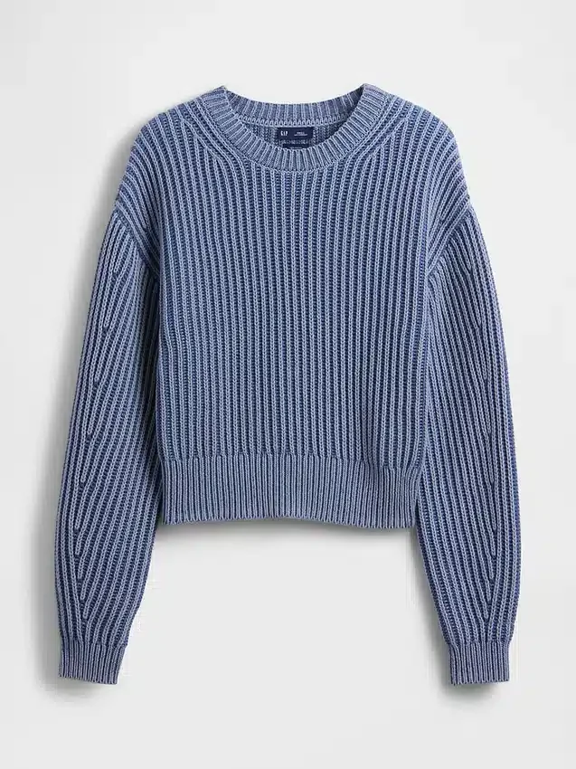 Maglione corto con maniche a campana in 100% cotone