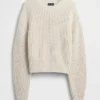 Maglione corto con maniche a campana in 100% cotone