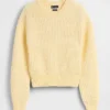 Maglione corto con maniche a campana in 100% cotone