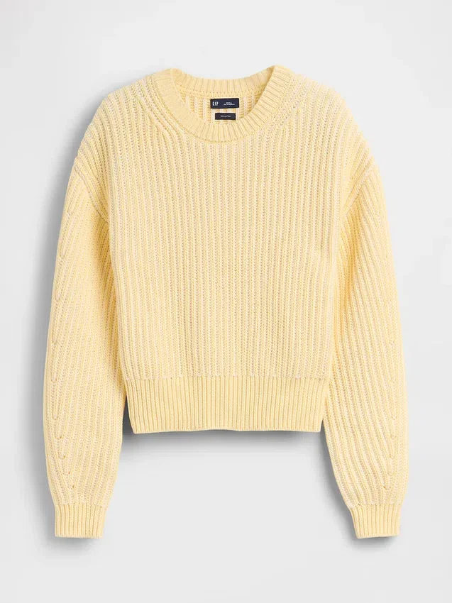Maglione corto con maniche a campana in 100% cotone