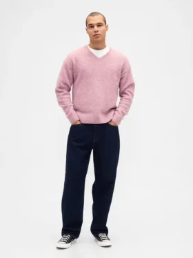 Maglione corto dal taglio morbido con scollo a V