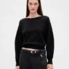 Maglione corto elasticizzato CashSoft con maniche a lanterna