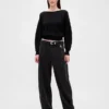 Maglione corto elasticizzato CashSoft con maniche a lanterna