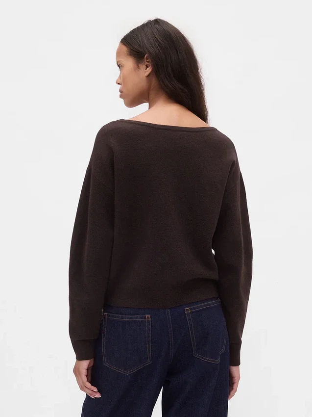 Maglione corto elasticizzato CashSoft con maniche a lanterna