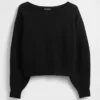 Maglione corto elasticizzato CashSoft con maniche a lanterna