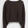 Maglione corto elasticizzato CashSoft con maniche a lanterna