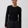 Maglione corto in punto traforato 100% cotone