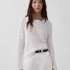 Maglione corto in punto traforato 100% cotone