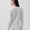 Maglione corto in punto traforato 100% cotone