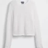 Maglione corto in punto traforato 100% cotone