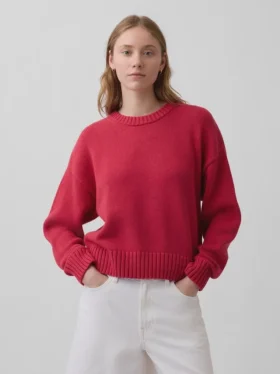 Maglione corto oversize in 100% cotone