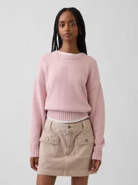 Maglione corto oversize in 100% cotone