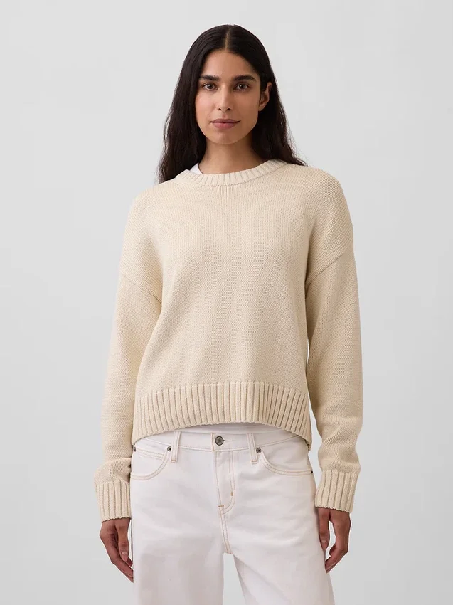 Maglione corto oversize in 100% cotone