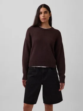 Maglione corto oversize in 100% cotone