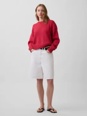 Maglione corto oversize in 100% cotone