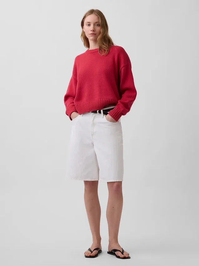 Maglione corto oversize in 100% cotone