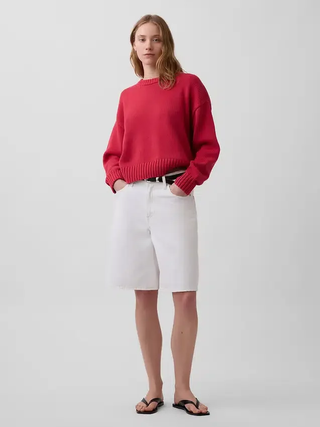 Maglione corto oversize in 100% cotone