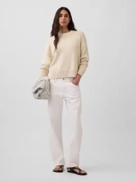 Maglione corto oversize in 100% cotone