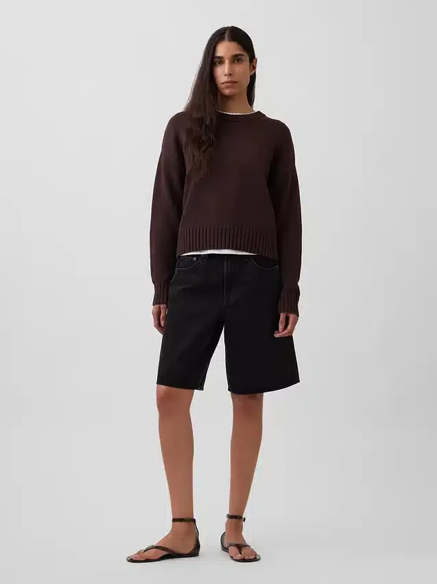 Maglione corto oversize in 100% cotone
