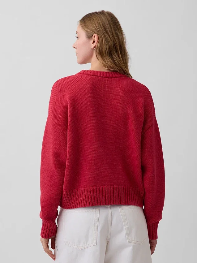 Maglione corto oversize in 100% cotone