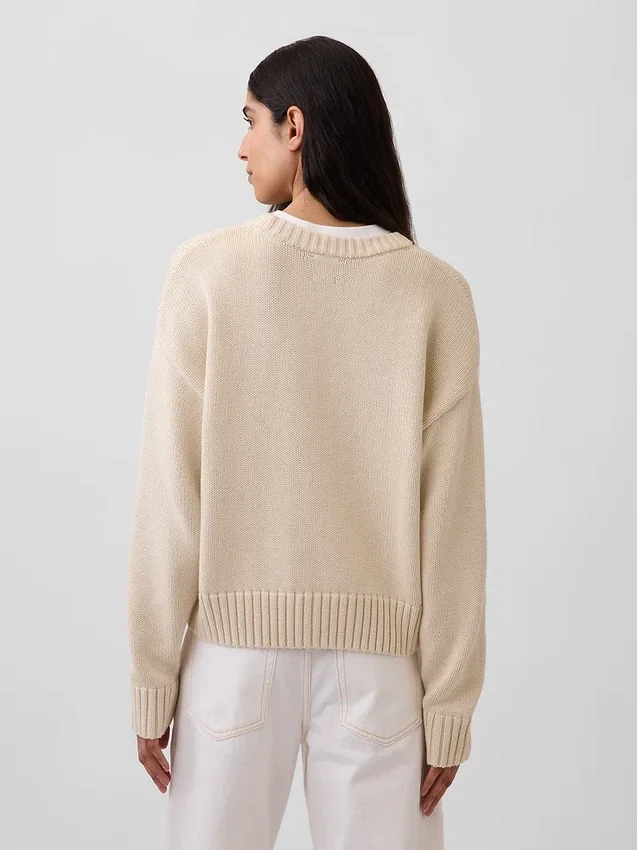 Maglione corto oversize in 100% cotone