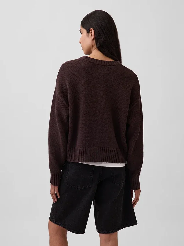 Maglione corto oversize in 100% cotone