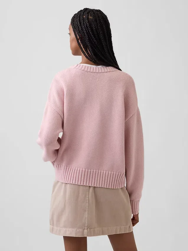 Maglione corto oversize in 100% cotone