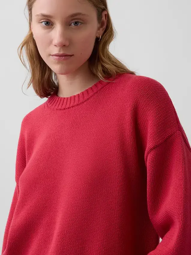 Maglione corto oversize in 100% cotone