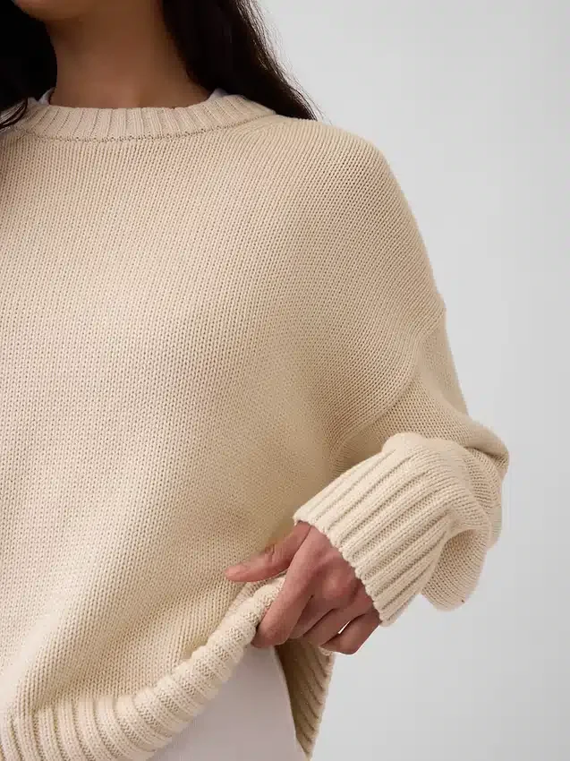 Maglione corto oversize in 100% cotone