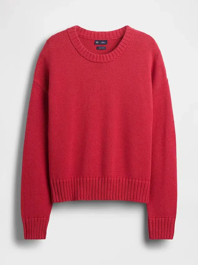Maglione corto oversize in 100% cotone