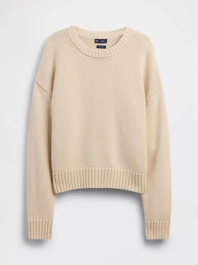 Maglione corto oversize in 100% cotone