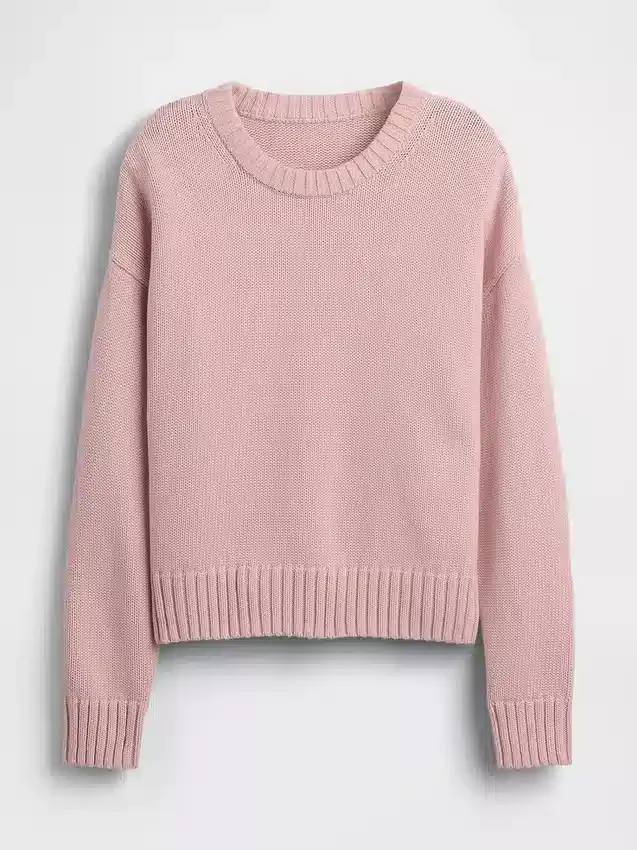 Maglione corto oversize in 100% cotone