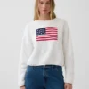 Maglione corto oversize in stile americano, 100% cotone