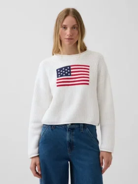 Maglione corto oversize in stile americano, 100% cotone