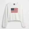 Maglione corto oversize in stile americano, 100% cotone