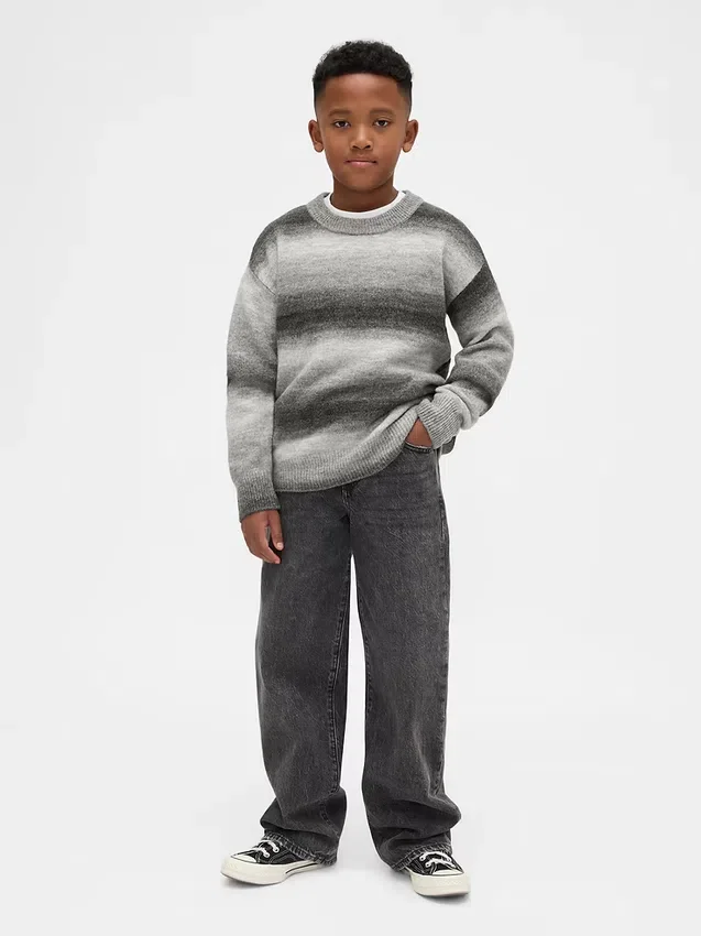 Maglione da bambino a girocollo dalla vestibilità comoda con effetto space-dye