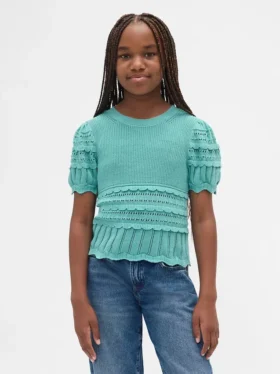 Maglione da bambino con bordi smerlati e punti misti