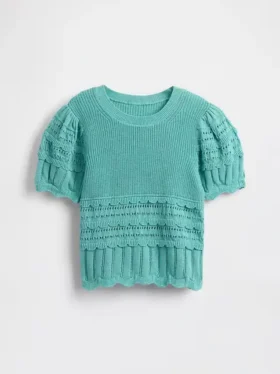 Maglione da bambino con bordi smerlati e punti misti
