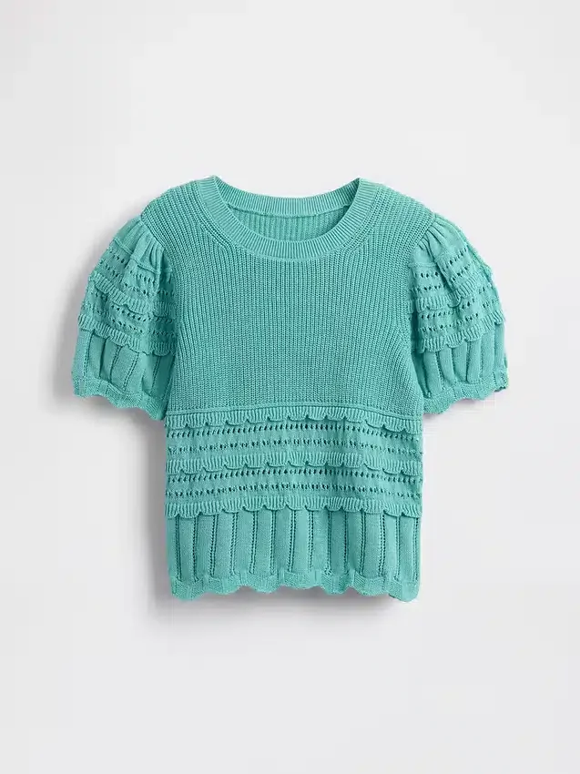 Maglione da bambino con bordi smerlati e punti misti