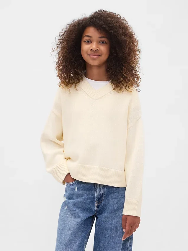 Maglione da bambino oversize con scollo a V