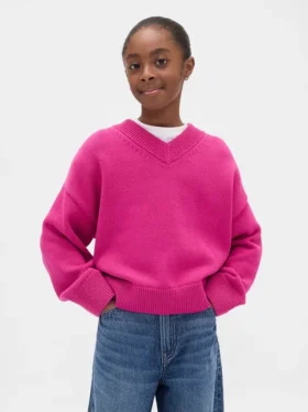 Maglione da bambino oversize con scollo a V