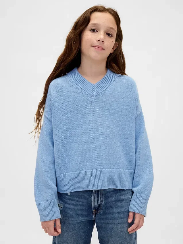 Maglione da bambino oversize con scollo a V