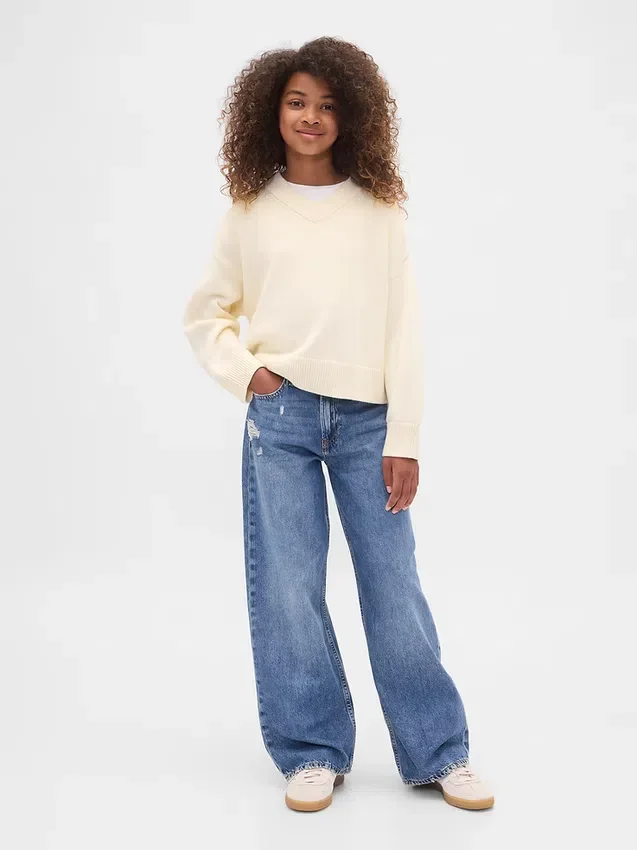 Maglione da bambino oversize con scollo a V