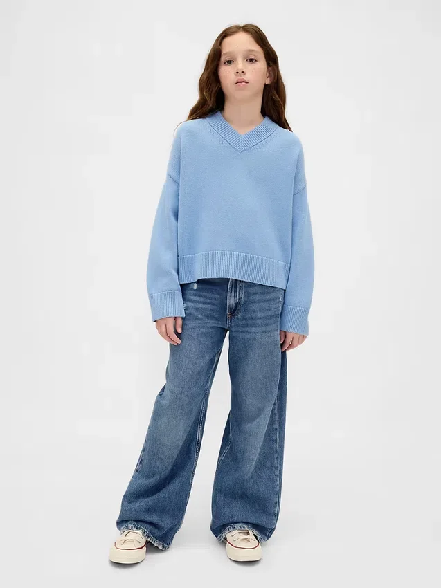 Maglione da bambino oversize con scollo a V