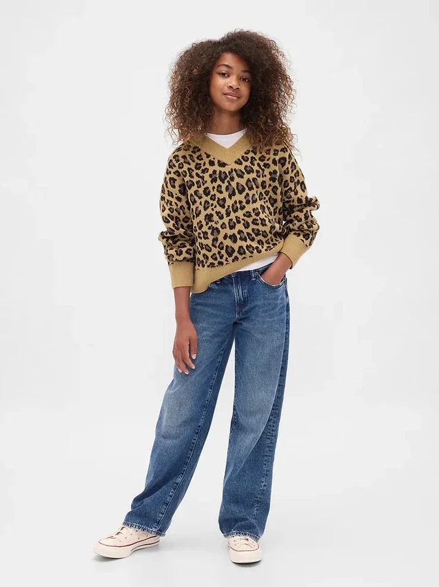 Maglione da bambino oversize con scollo a V