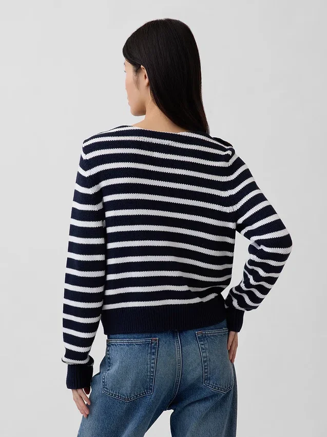 Maglione dal collo a barchetta, 100% cotone, dalla vestibilità comoda