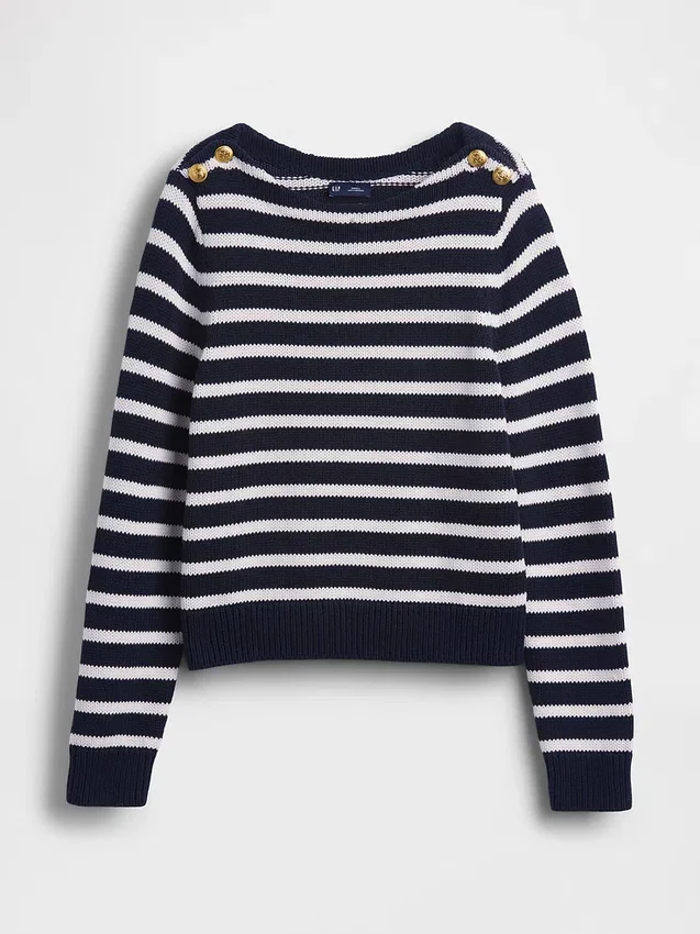 Maglione dal collo a barchetta, 100% cotone, dalla vestibilità comoda