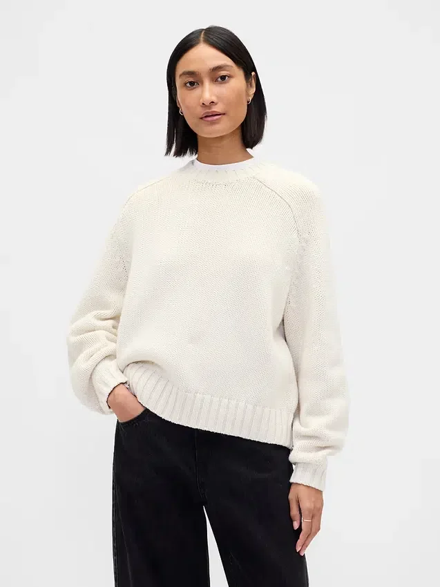 Maglione dal collo rotondo in misto cotone dal taglio morbido