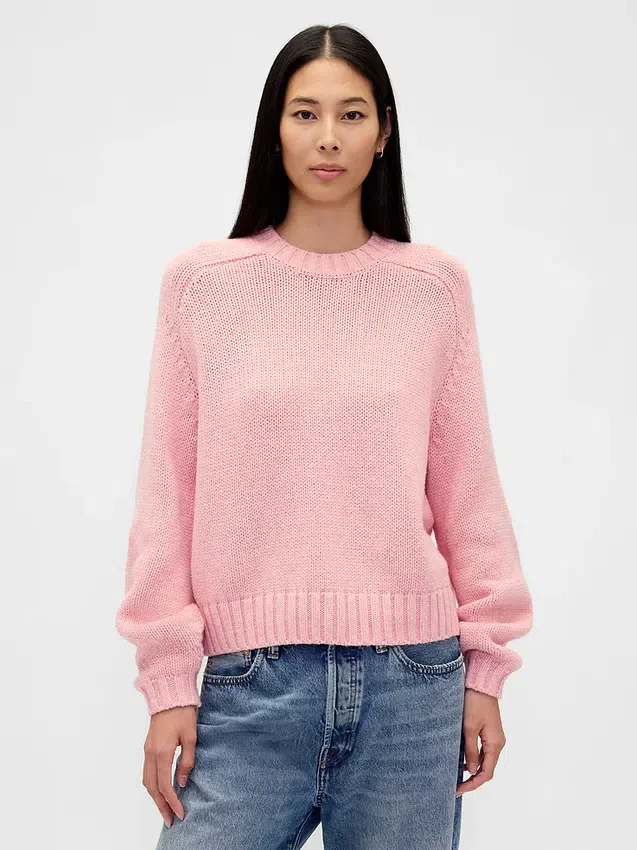 Maglione dal collo rotondo in misto cotone dal taglio morbido
